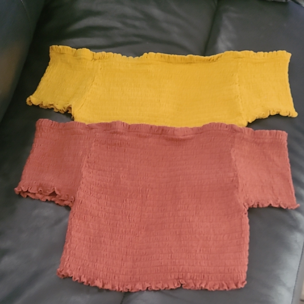 Off-Shoulder Tube Crop Tops Set Of  2
